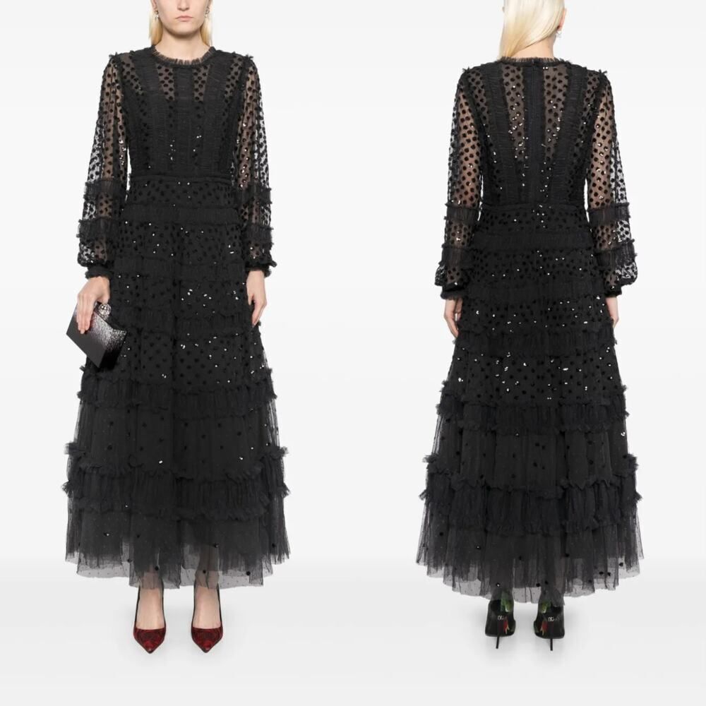 Needle & Thread Dot Shimmer Ankle Gown Navy UK6/US2